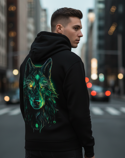 Wolf Graphic Hoodie for Men | Black Wolf Streetwear Hoodie India