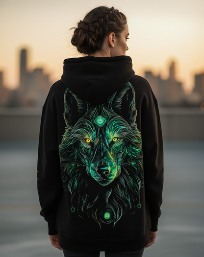 Wolf Graphic Hoodie for Women & Girls | Black Wolf Streetwear Hoodie India
