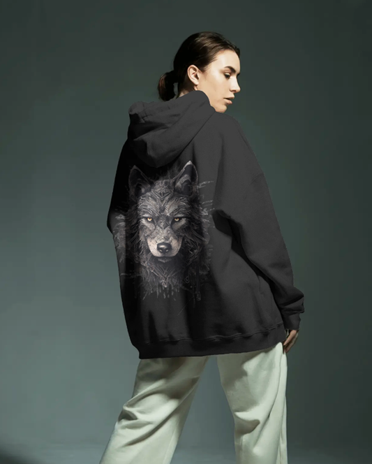 Wolf Hoodie for Women | Black Wolf Graphic Streetwear Hoodie India