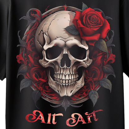 Skull & Rose Black Oversized T-Shirt for Women & Girls - Graphic Printed Oversized T-shirt