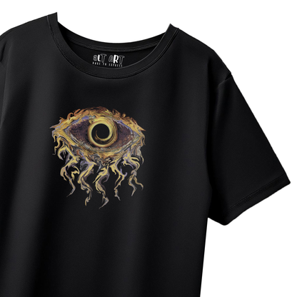 Inferno Gaze Graphic Black Oversized T-Shirt for Women - Graphic Printed Drop Shoulder Half Sleeve Round Neck 100 % Cotton T-shirt