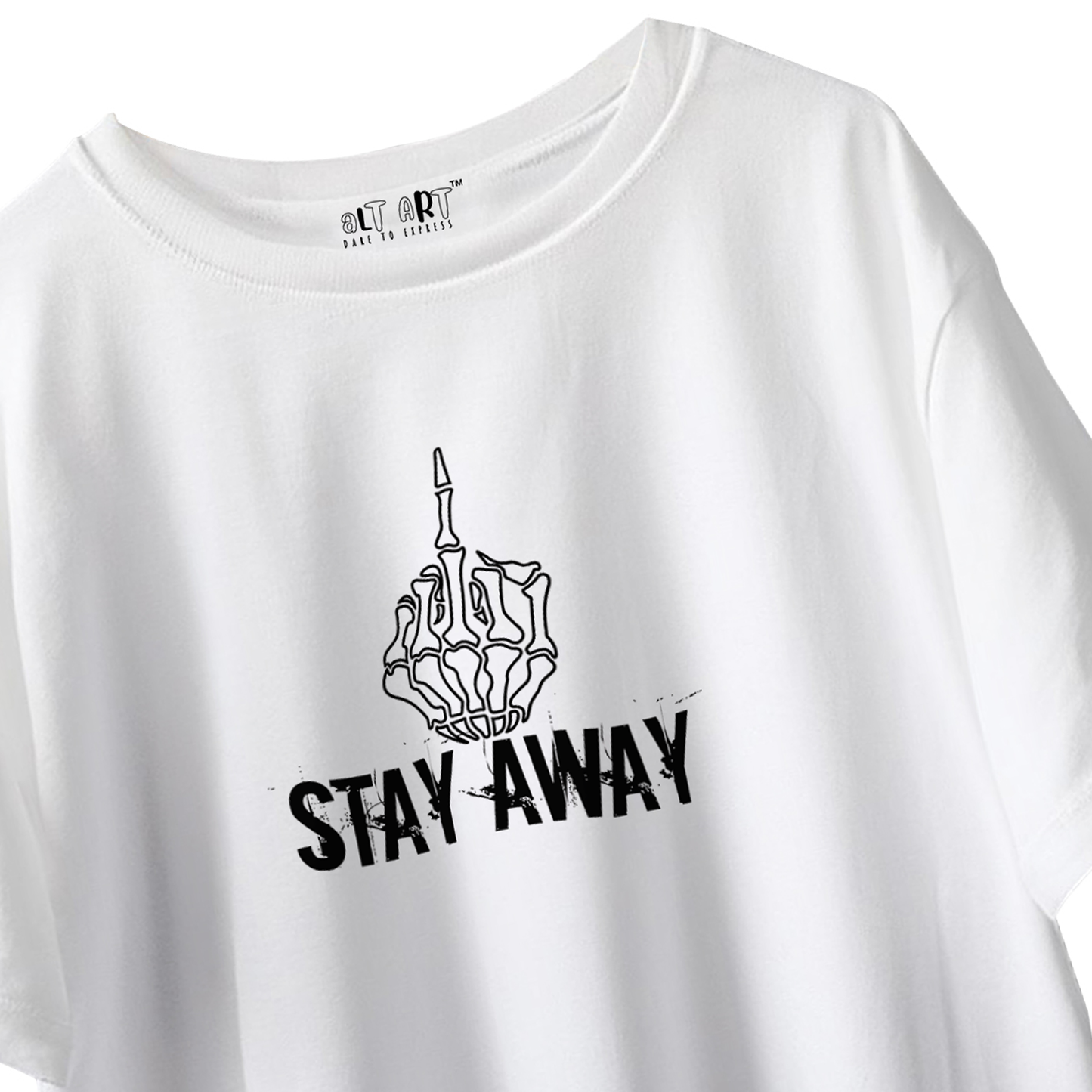 Stay Away – White Oversized T-Shirt for Men & Boys