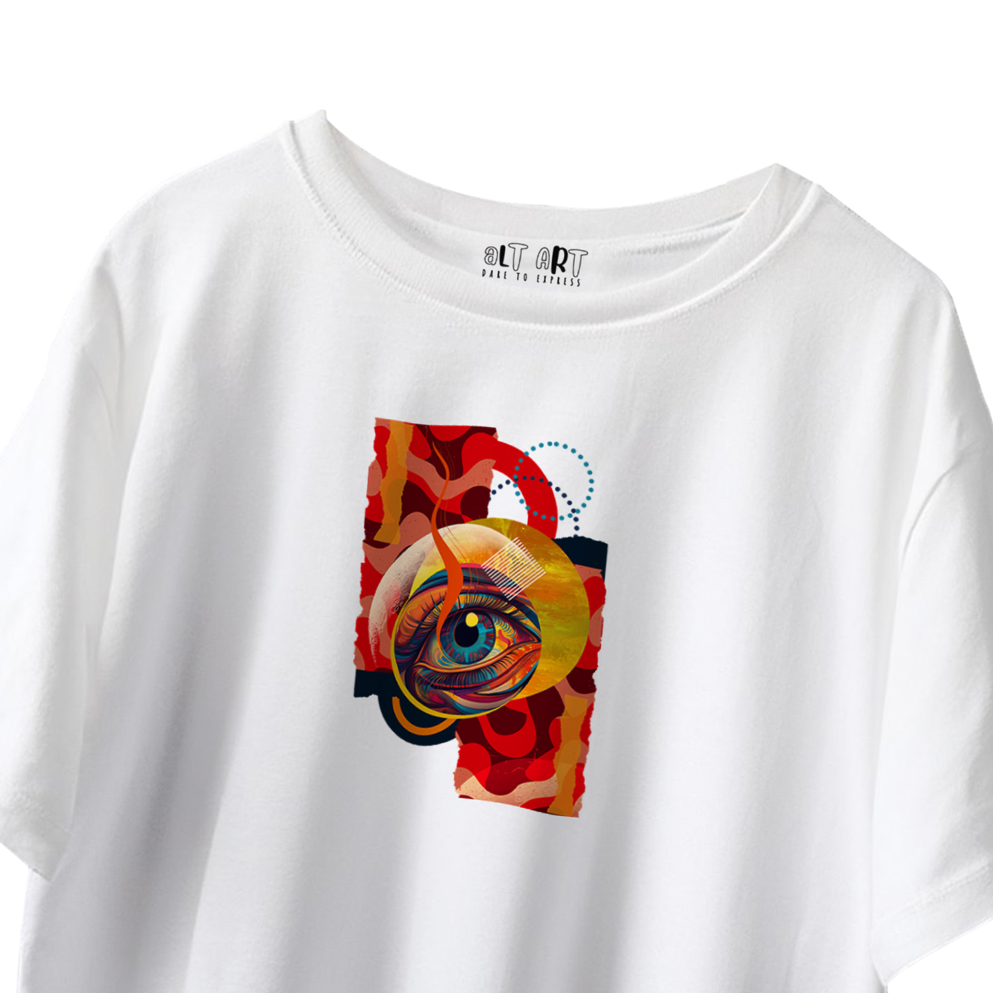 Visionary Gaze White Oversized T-Shirt for Women – Chic & Bold Abstract Eye Design Urban Streetwear Fashion