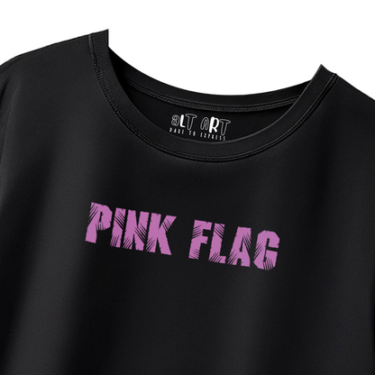 Pink Flag Black Oversized T-Shirt for Women & Girls - Trendy Drop Shoulder Baggy Fit 100 % Cotton Oversized T-shirt