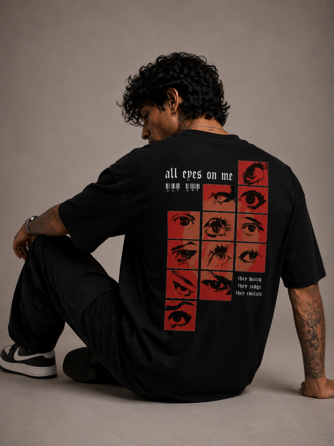 All Eyes On Me Oversized T Shirt for Men | Graphic Printed Oversized T Shirt | Premium Boxy Fit Streetwear Tee