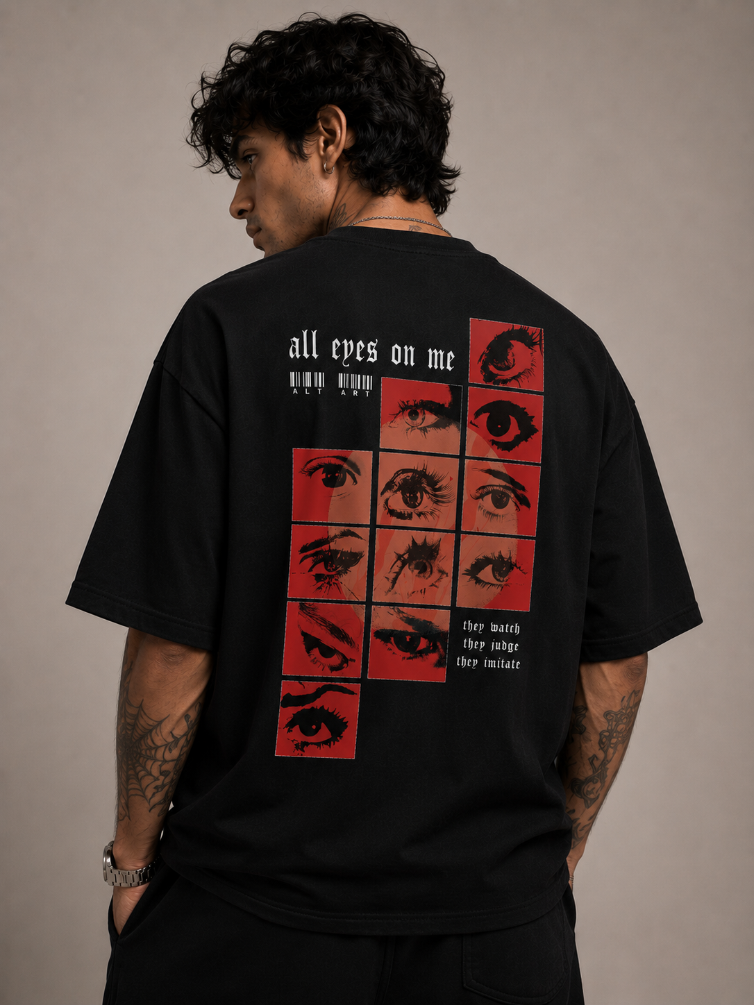 All Eyes On Me Oversized T Shirt for Men | Graphic Printed Oversized T Shirt | Premium Boxy Fit Streetwear Tee