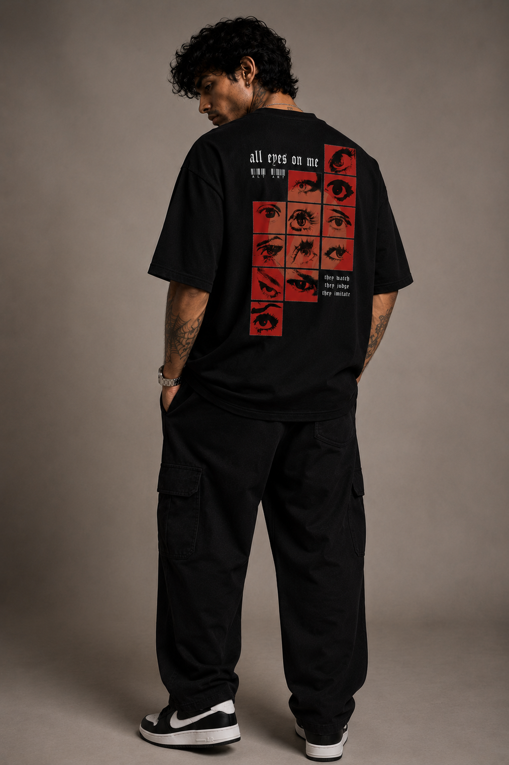 All Eyes On Me Oversized T Shirt for Men | Graphic Printed Oversized T Shirt | Premium Boxy Fit Streetwear Tee