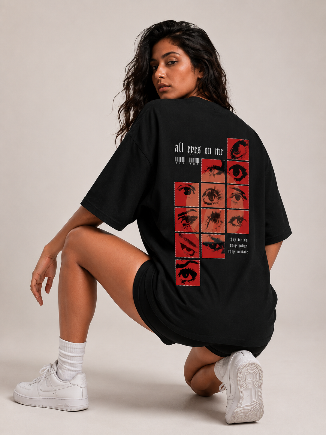 All Eyes On Me Oversized T Shirt for Women | Graphic Printed Oversized T Shirt | Premium Boxy Fit Streetwear Tee