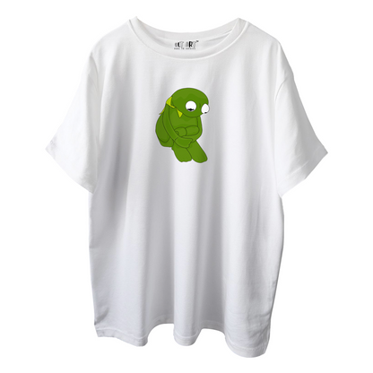 Kermit White Oversized T-Shirt for Men & Boys - Sad Kermit Meme Graphic Printed Oversized T-Shirt