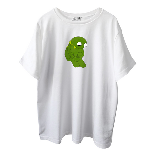 Kermit White Oversized T-Shirt for Men & Boys - Sad Kermit Meme Graphic Printed Oversized T-Shirt