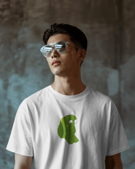 Kermit White Oversized T-Shirt for Men & Boys - Sad Kermit Meme Graphic Printed Oversized T-Shirt