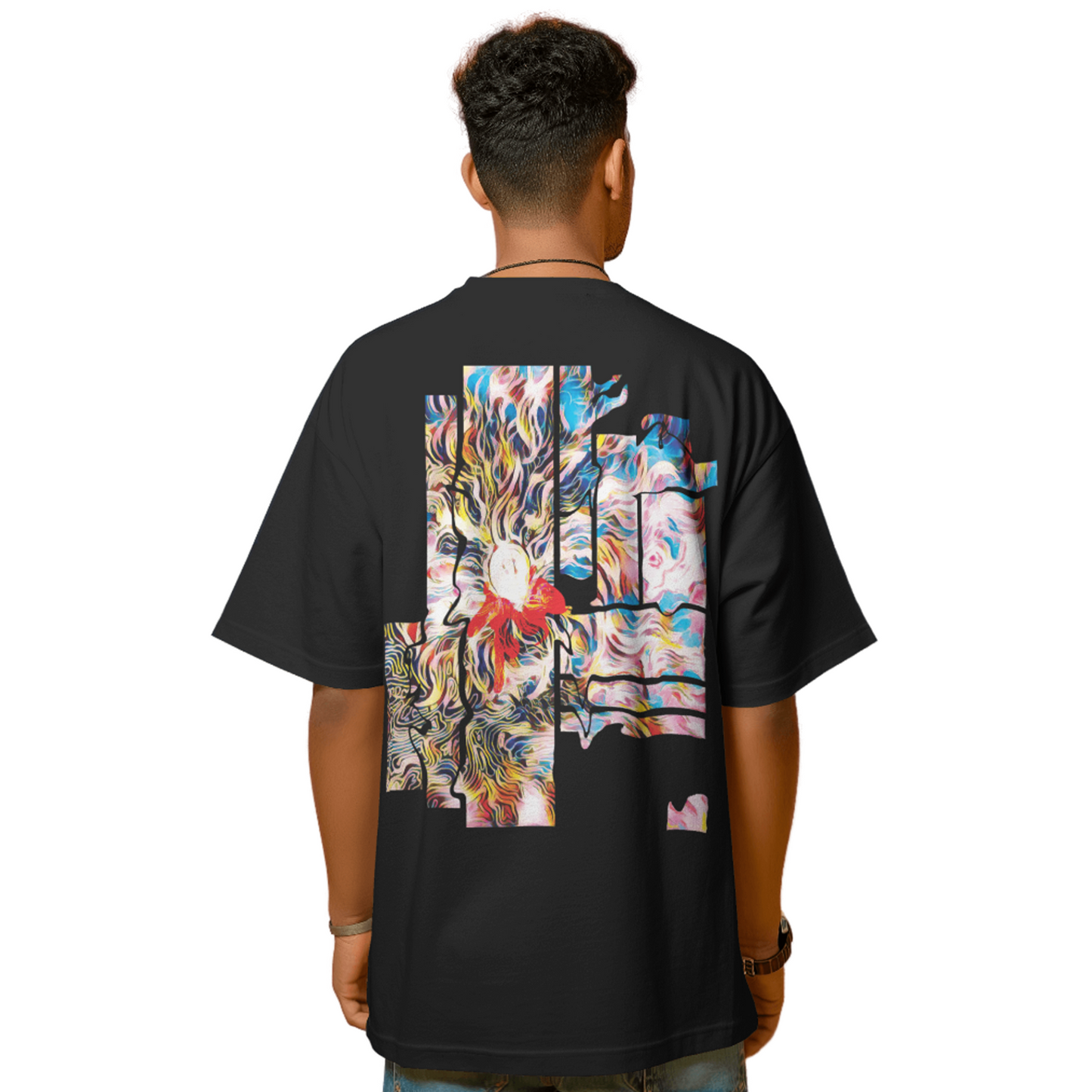 Abstract Art Oversized T-Shirt for Men & Boys Black - Exclusive Abstract Artwork T-shirt